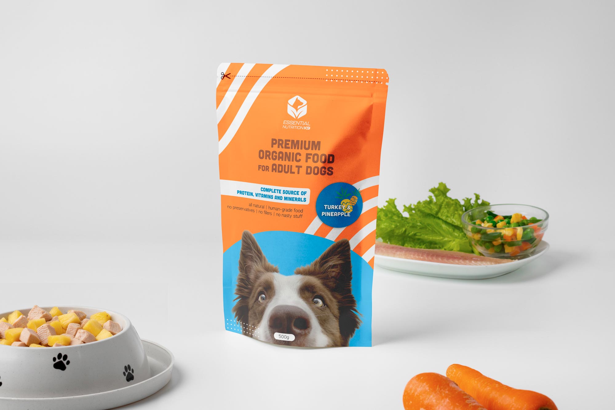 Essential Nutrition K9 Turkey Pineapple packaging mockup