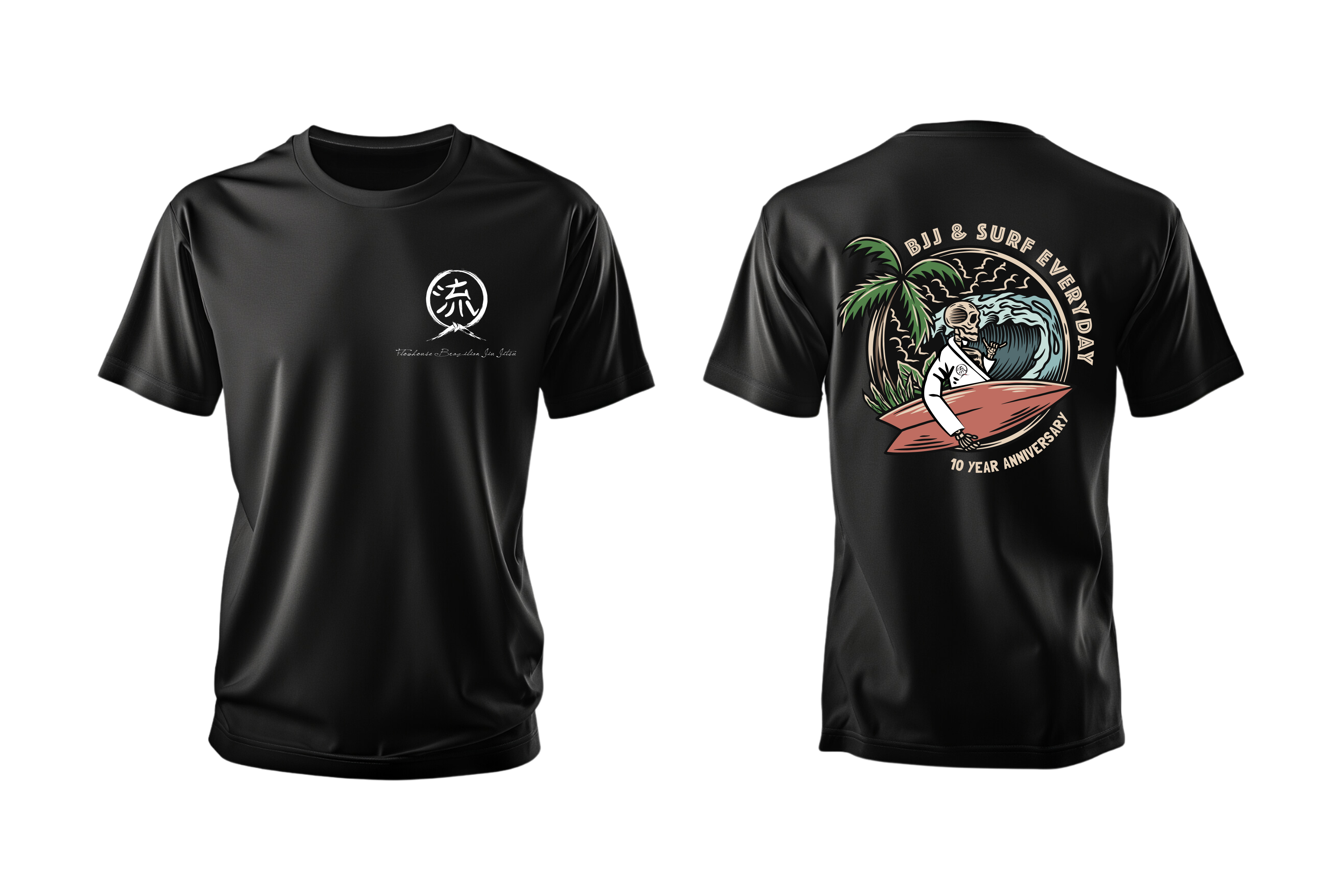 Flowhouse BJJ 10 year anniversary t-shirt mockup