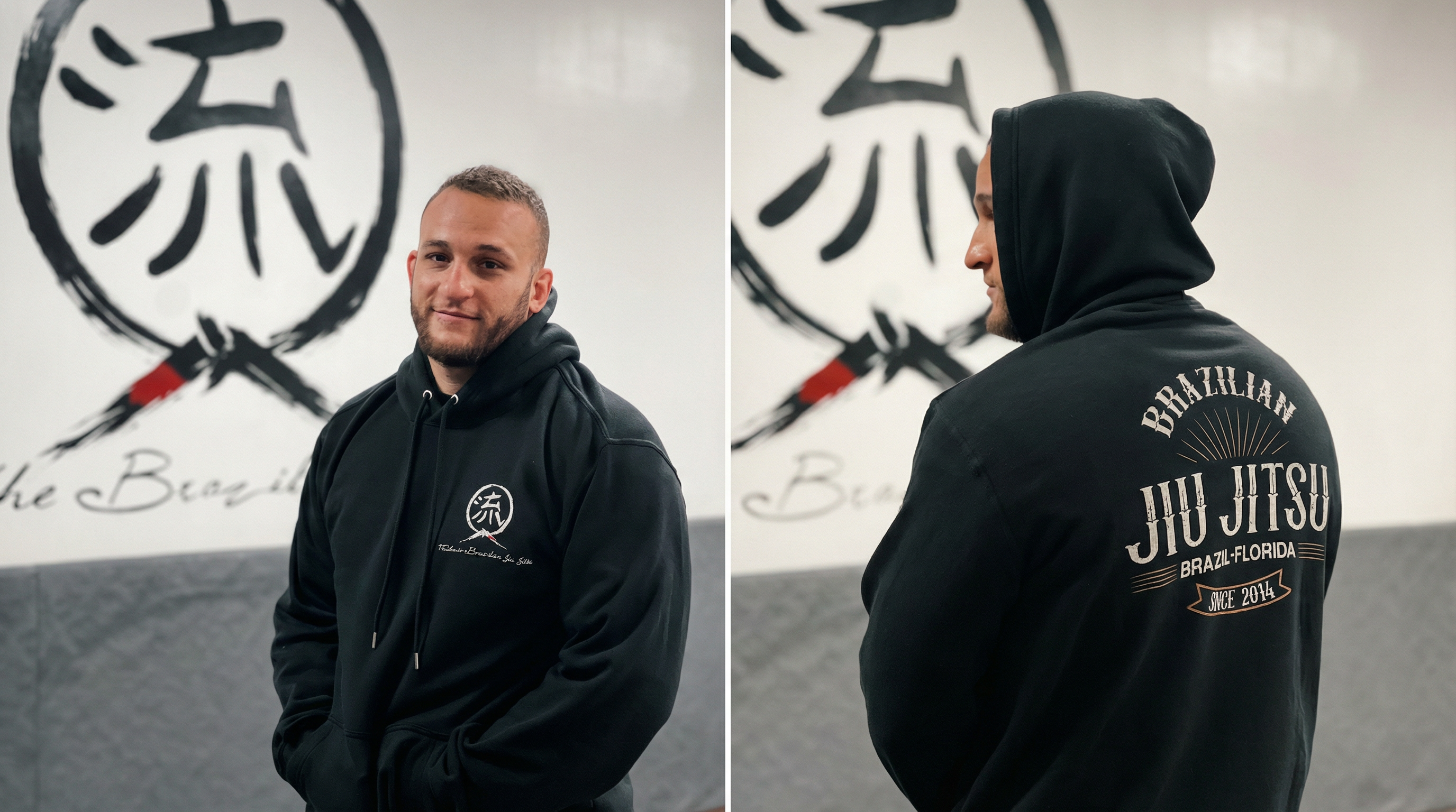 Flowhouse BJJ hoodie lifestyle model