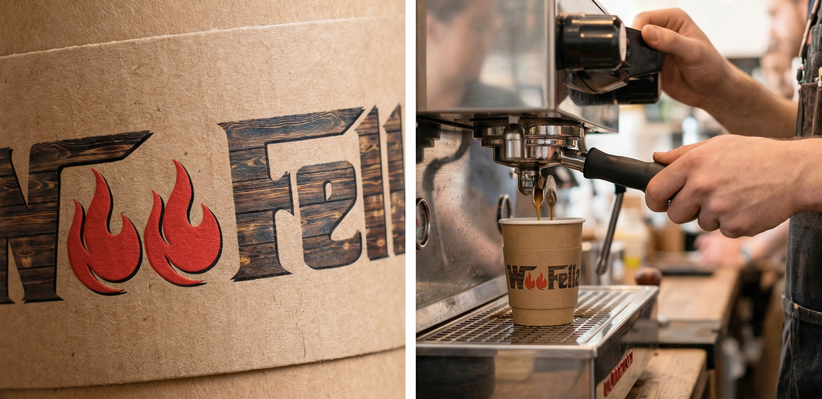 Woodfellas café and pizzeria brand identity